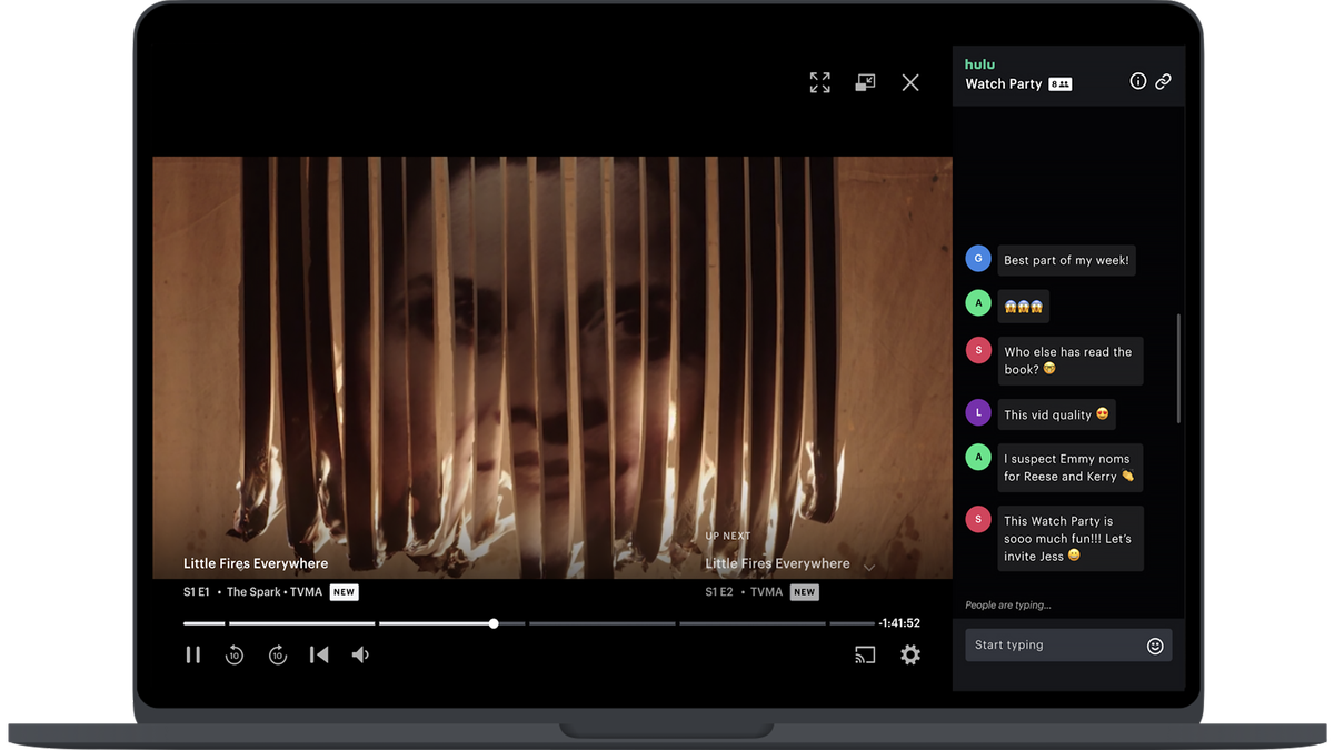 uno schermo che mostra la festa di hulu watch