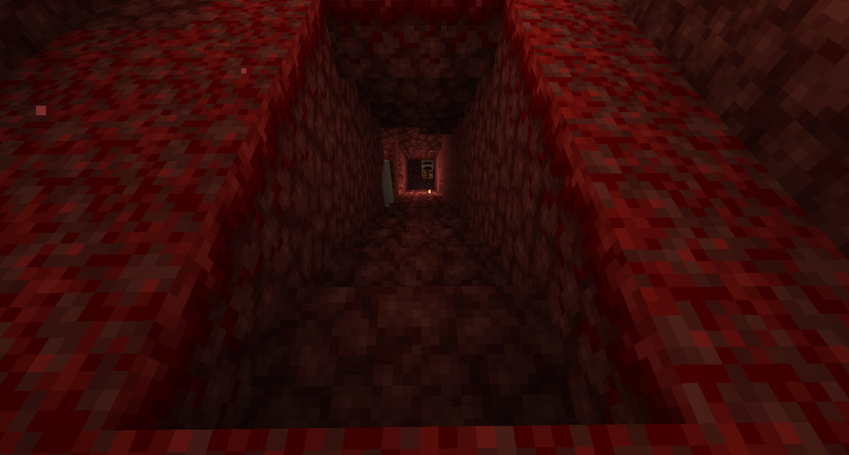 Un ingresso a una miniera di Minecraft che scende in diagonale, come le scale, piuttosto che verso il basso con una scala