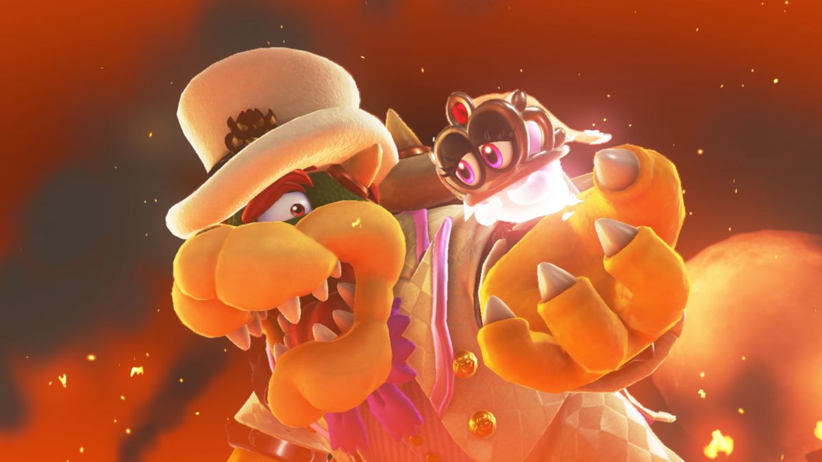 Super Mario Odyssey - Bowser con Tiara in mano