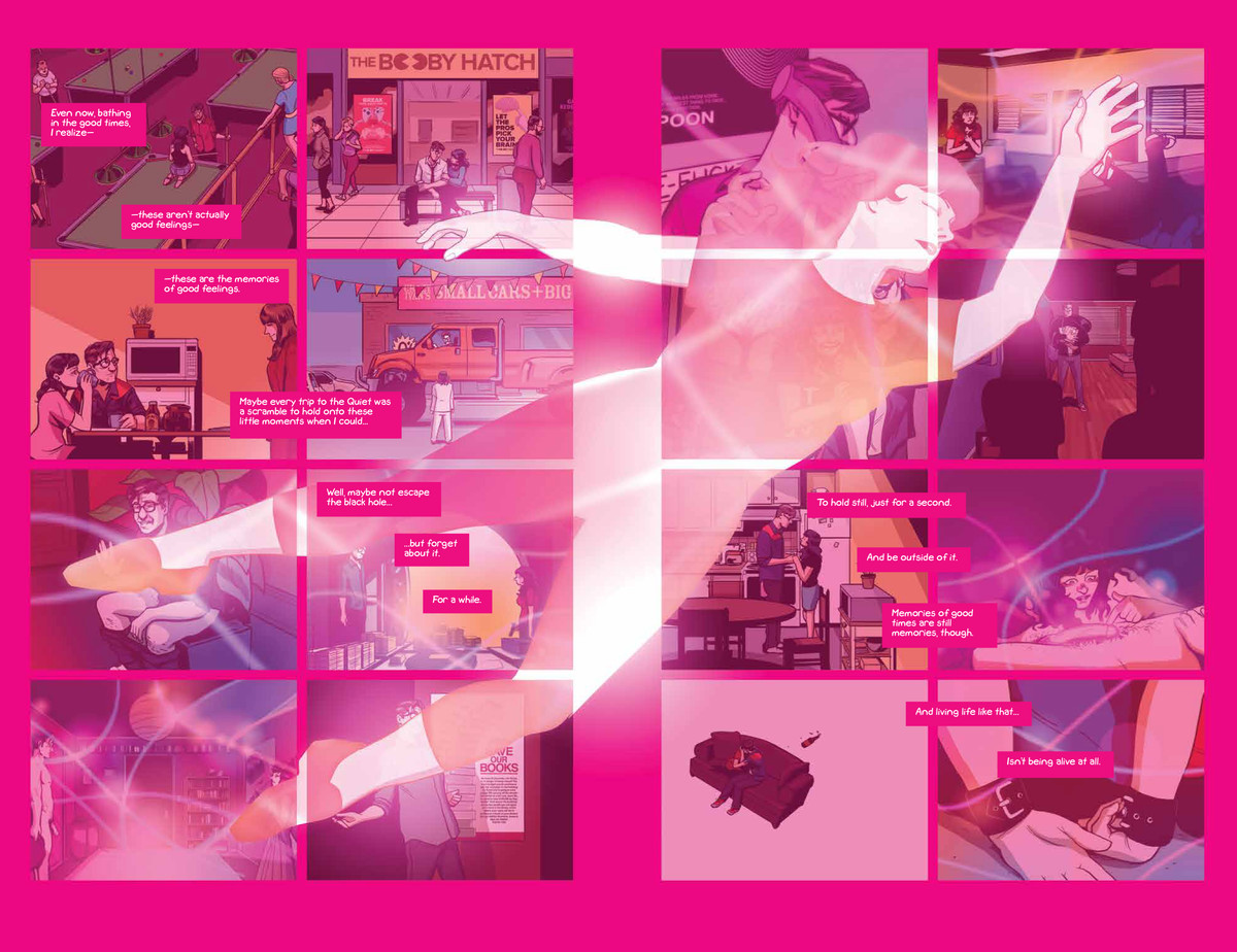 Suzie Dickson scivola nel tempo mentre passato e futuro si fondono in una vita piena di bene e male in Sex Criminals # 30, Image Comics (2020).