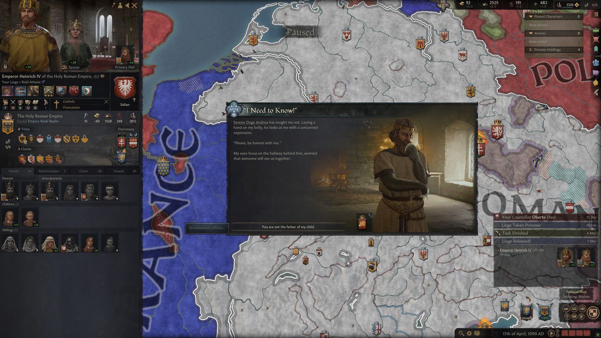 Il re chiede alla sua regina se darร presto alla luce un figlio bastardo.