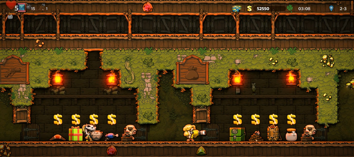 In mostra al mercato nero in Spelunky 2