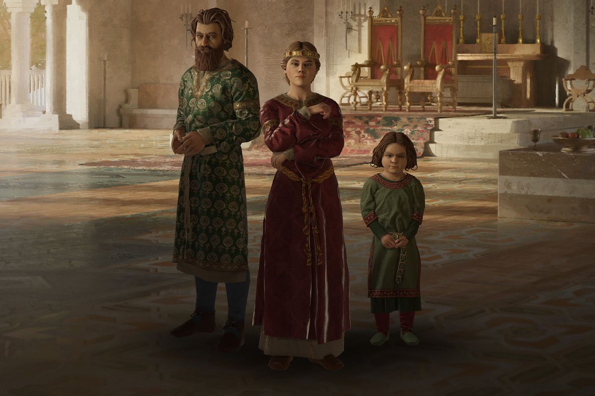 Tre reali italiani posano sul menu di avvio di CK3.