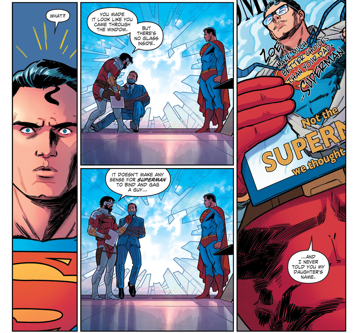 Deadshot deduce che sta parlando con qualcuno travestito da Superman, non il vero Superman, in Suicide Squad # 9, DC Comics (2020).