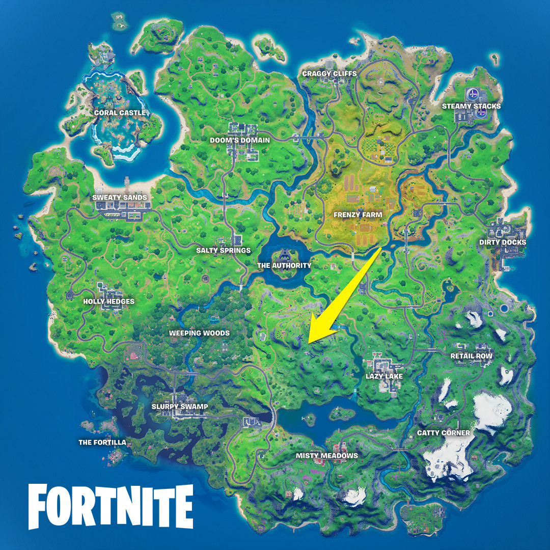 Posizione delle mani di Sentinel sulla mappa di Fortnite