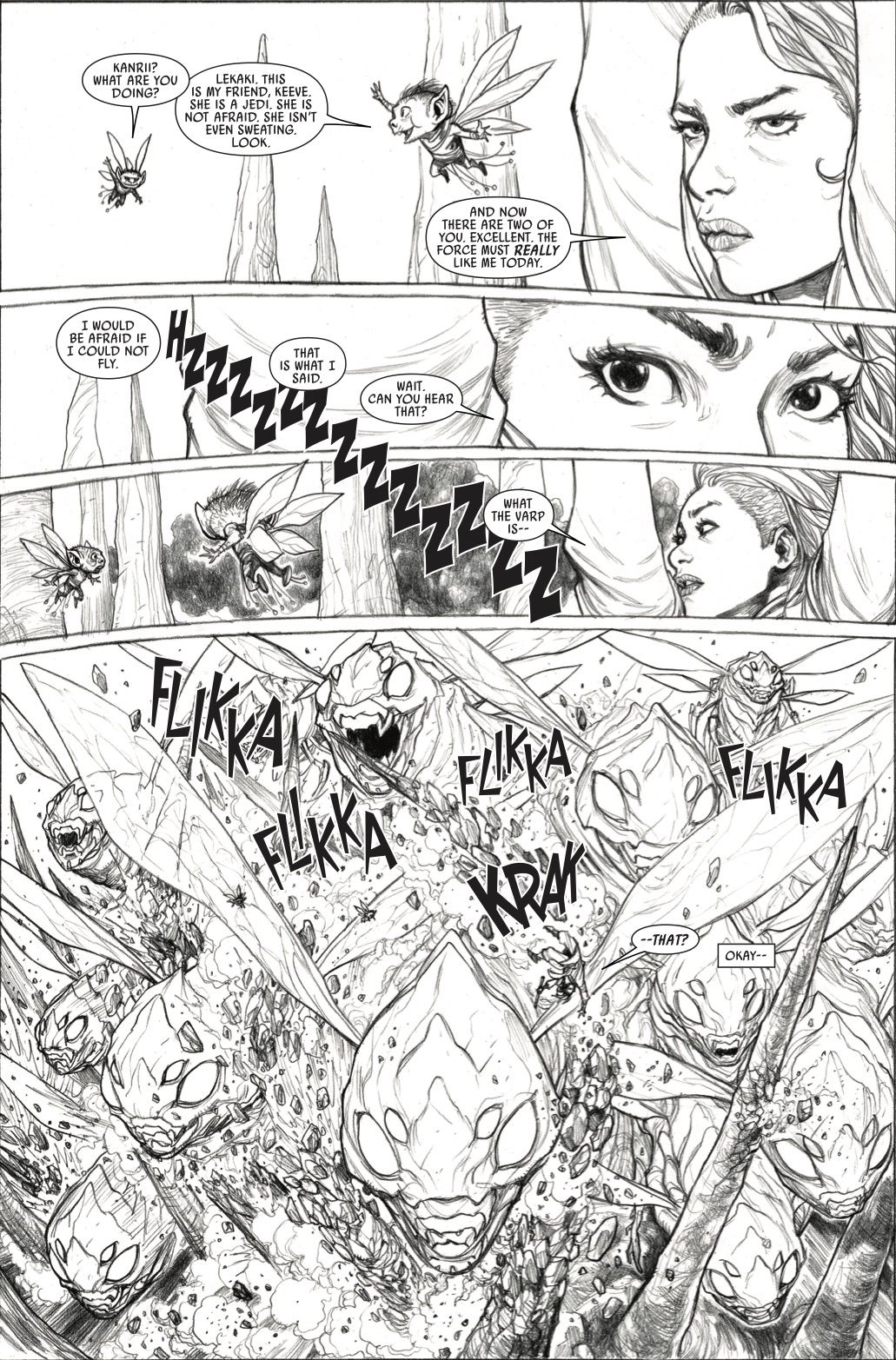 Keeve vs bugs in The High Republic dei fumetti Marvel