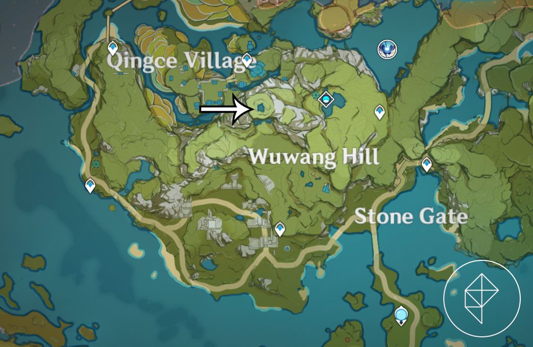 Una mappa che mostra dove completare il puzzle finale di Chi di Guyun