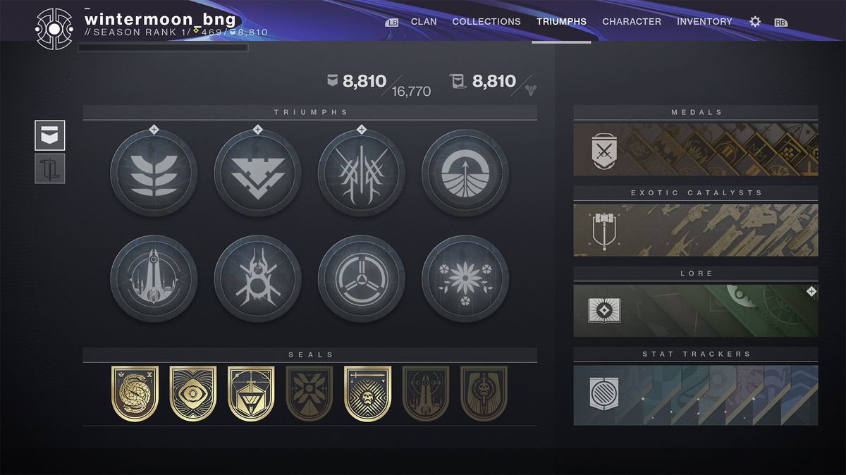 Destiny 2 Bungie Triumph UI