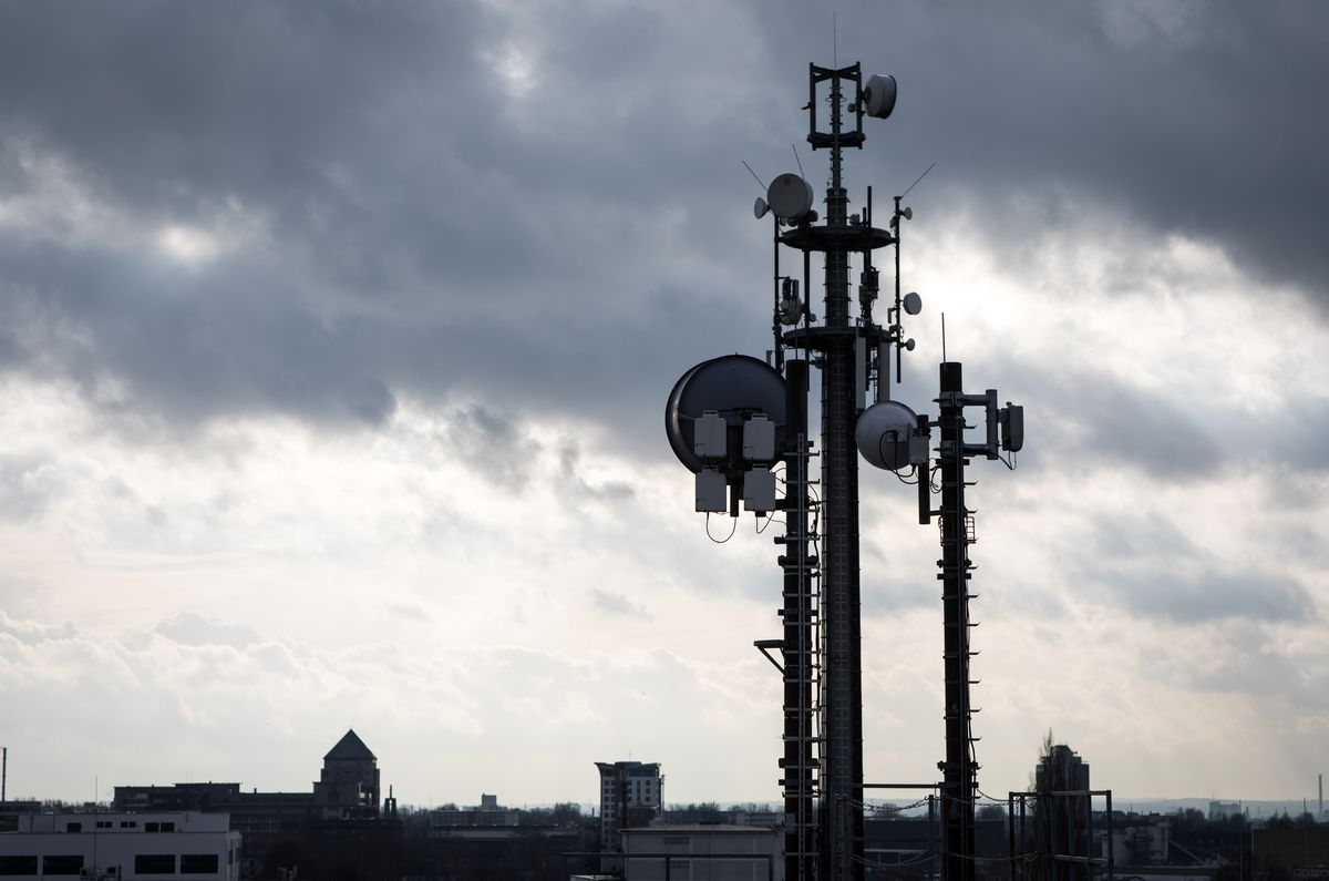 antennas mounted on a roof