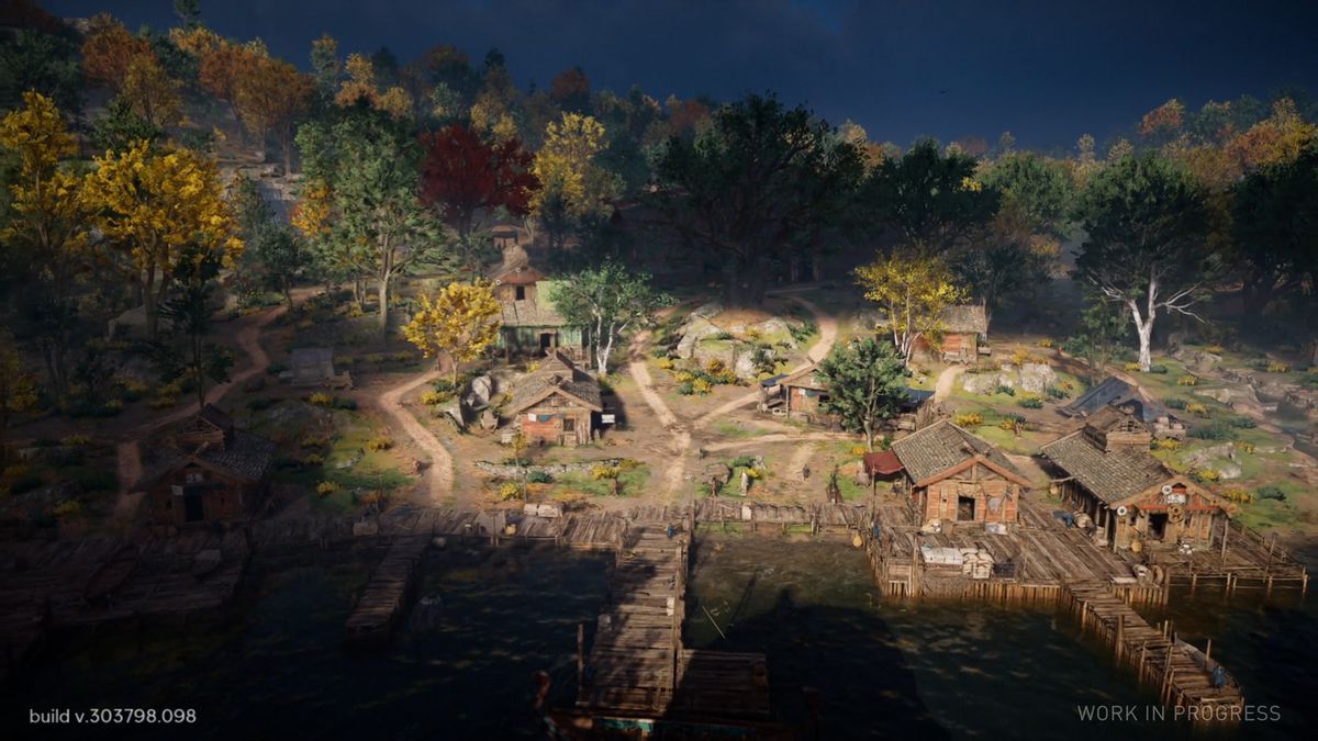 Un piccolo villaggio vicino a un fiume.