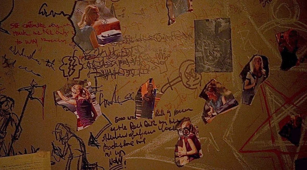 a creepy collage stalker wall