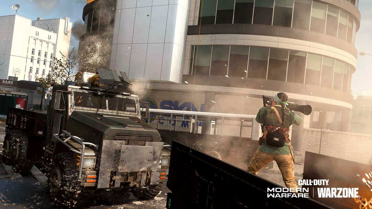 Un giocatore spara con un razzo un camion blindato in Call of Duty: Warzone’s Recon: modalità Armored Royale