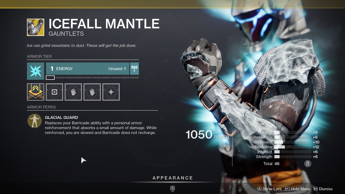 Mantello Icefall Armatura esotica Destiny 2