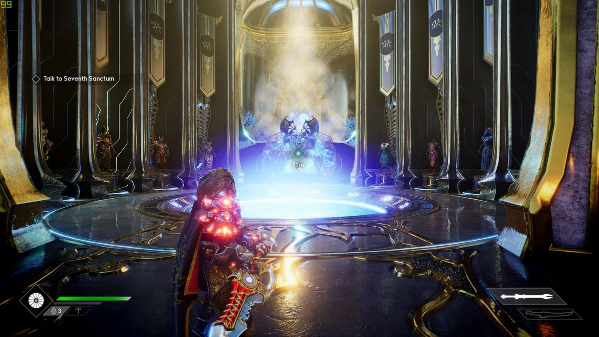 Orin รจ in piedi nella stanza ornata