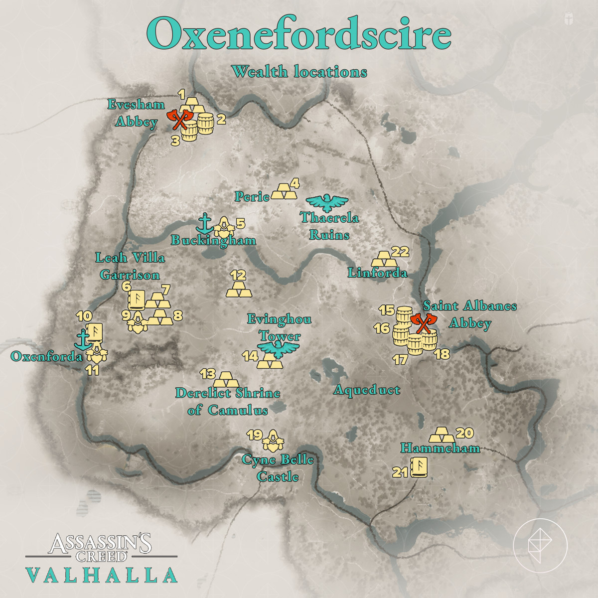 Oxenefordscire Wealth locations map