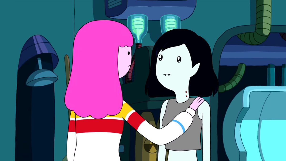 Princess Bubblegum and Marceline in a scene from Adventure Time