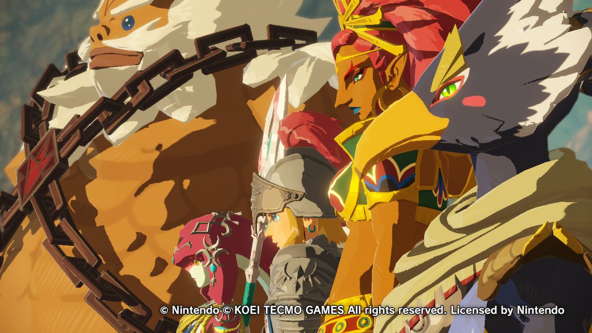 Link e i campioni in Hyrule Warriors: Age of Calamity