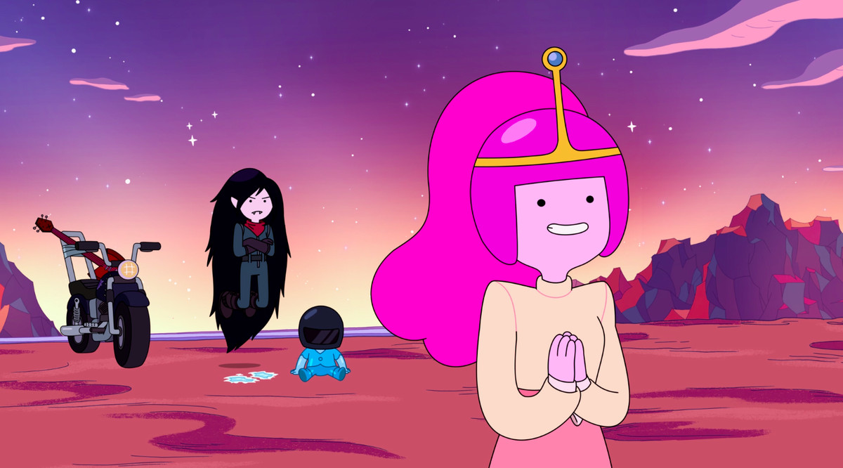 Marceline e la Principessa Bubblegum si avvicinano al Regno di Vetro nel deserto in Distant Lands - Obsidian