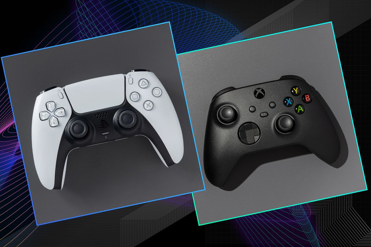Grafica con controller PS5 e controller Xbox-X