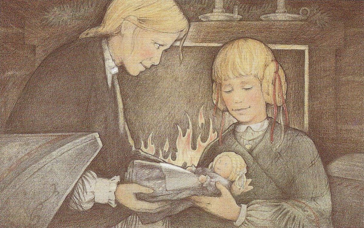 kirsten receiving a doll on christmas