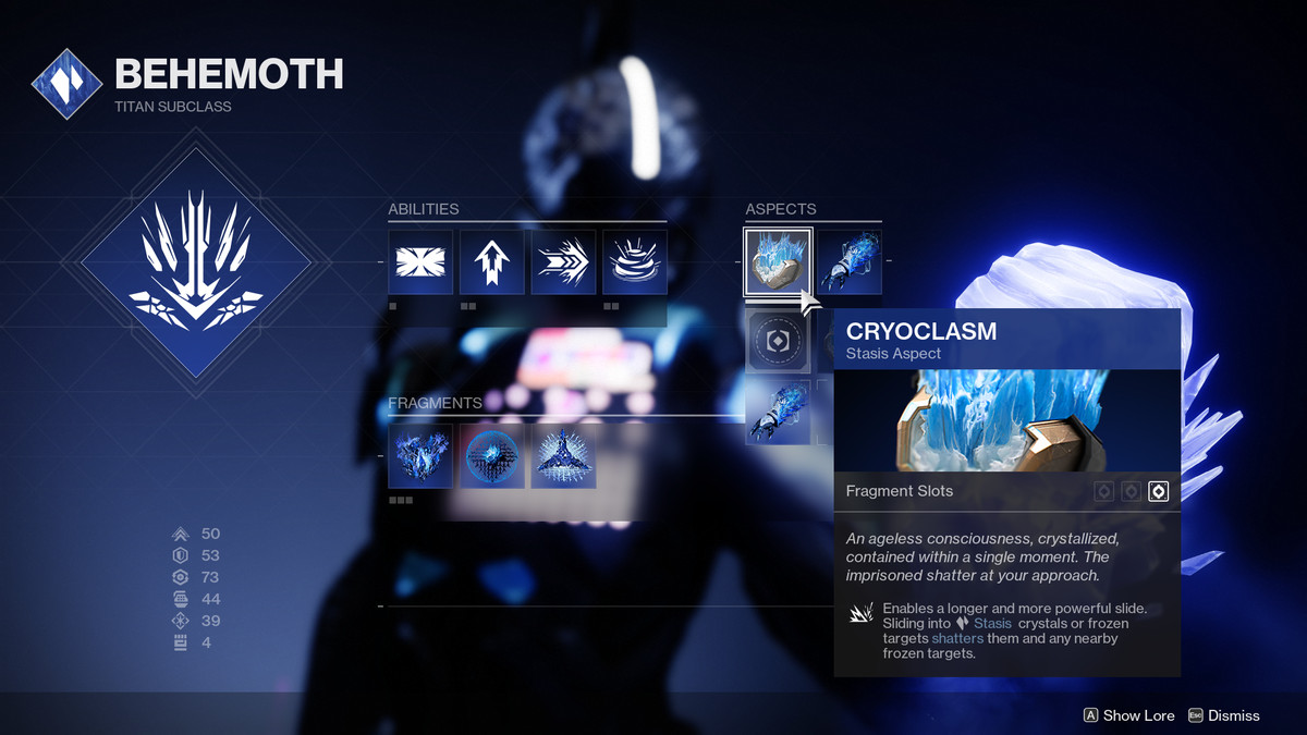 Destiny 2 Stasis potenzia il menu di personalizzazione