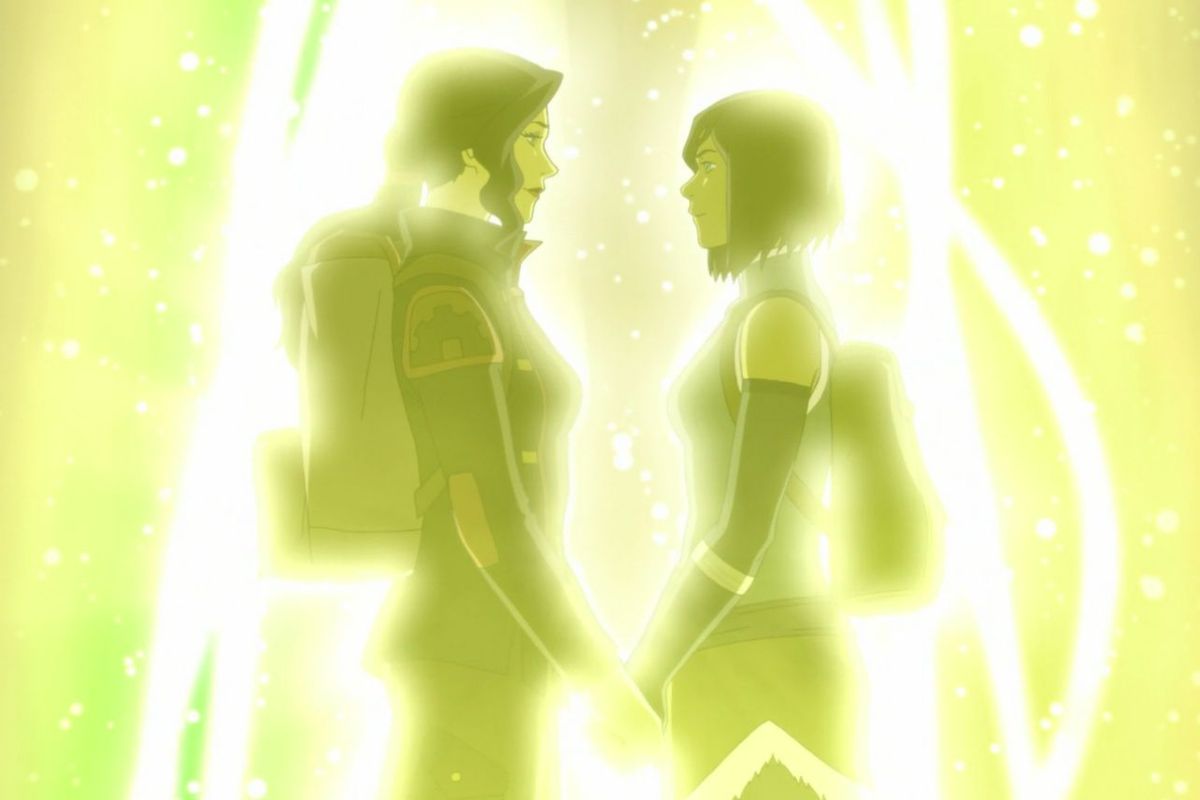 Asami e Korra si tengono per mano