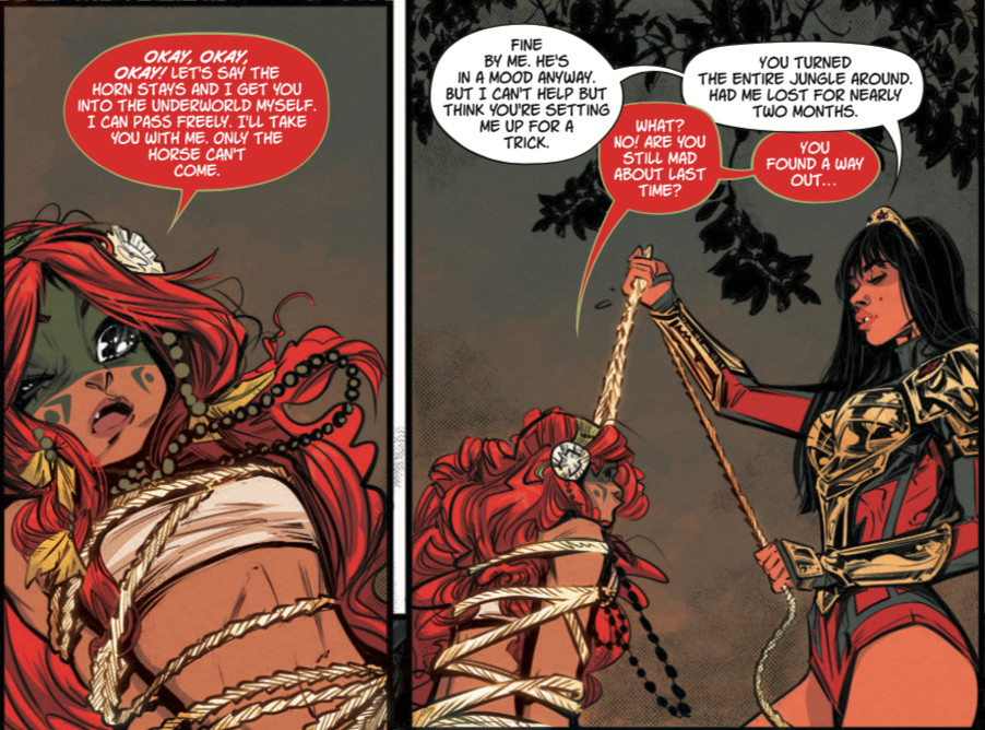 Yara Flor stringe Caipora, una piccola ninfa dai capelli rossi che si scusa per aver tentato di uccidere la nuova Wonder Woman