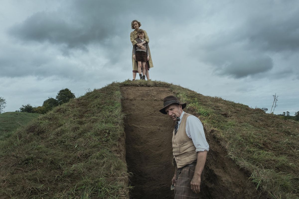 carey mulligan on top of a dirt hill 