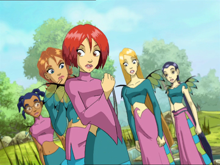 le cinque ragazze WITCH nei loro abiti da guardiano