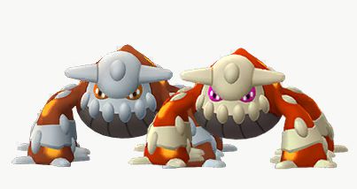 Shiny Heatran in piedi accanto alla sua versione originale in Pokémon Go