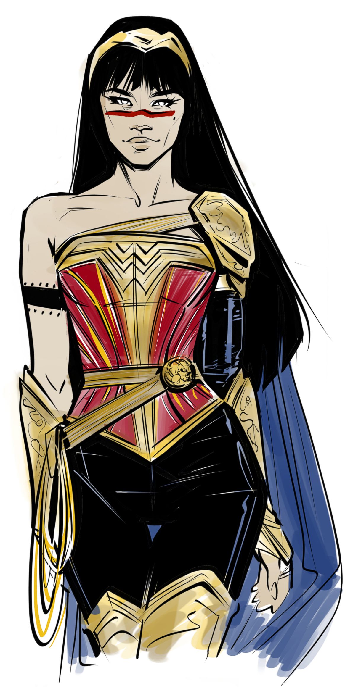 Concept art of an alternate costume for Yara Flor/Wonder Woman.