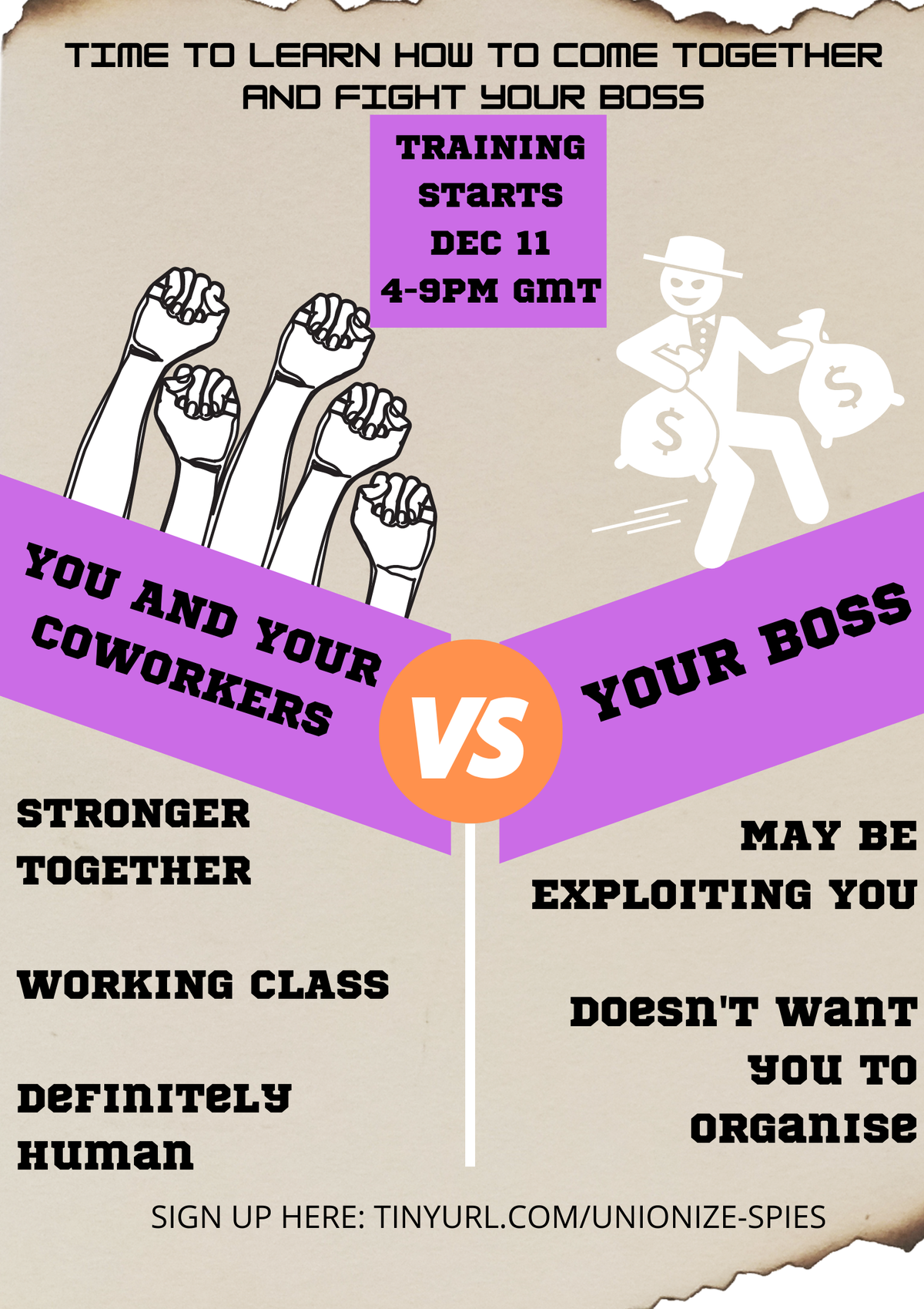 Un altro poster di reclutamento di Spies Organize, che identifica le potenziali reclute come