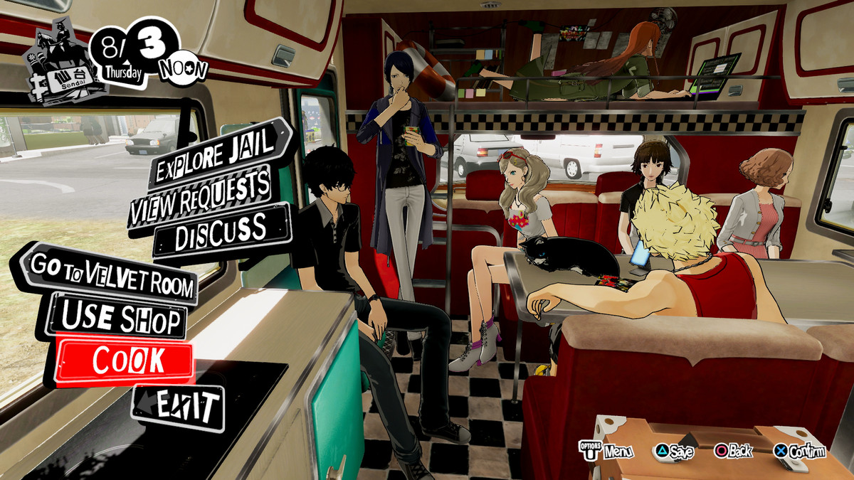 I Phantom Thieves si rilassano nel camper in Persona 5 Strikers
