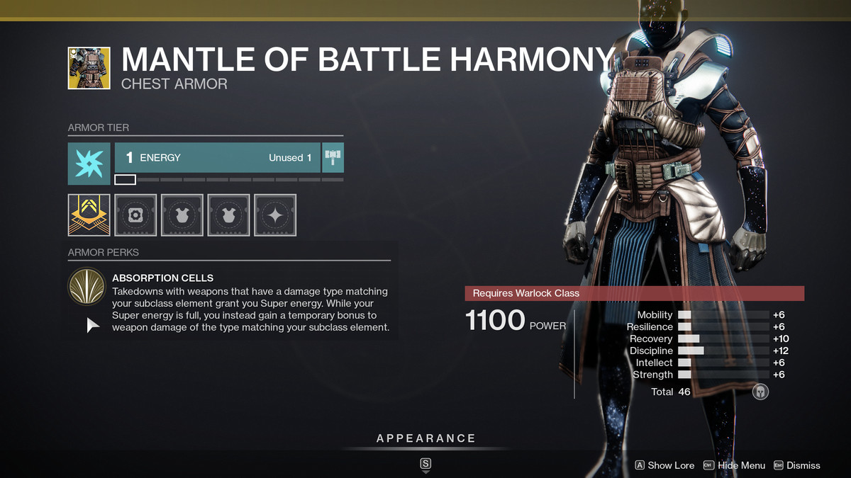 Descrizione di Mantle of Battle Harmony Destiny 2 Season of the Chosen