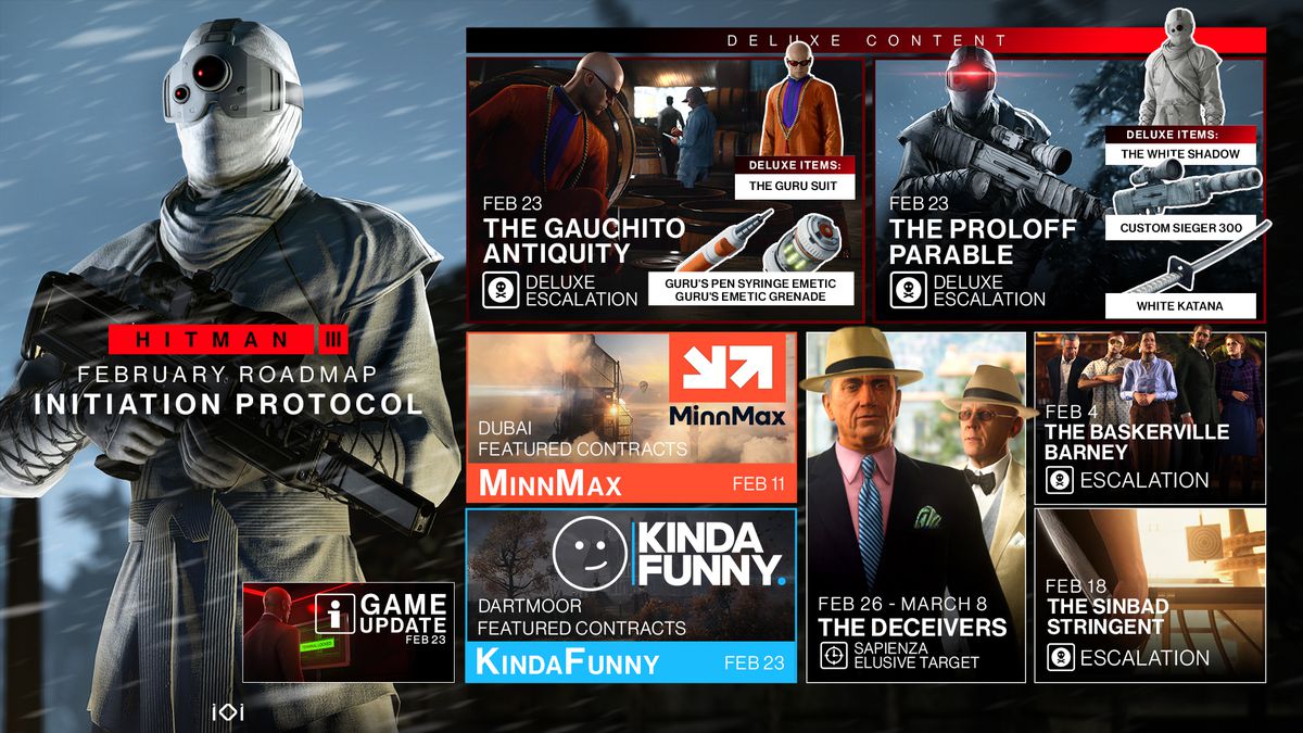 La roadmap dei contenuti di Hitman 3 per febbraio 2021