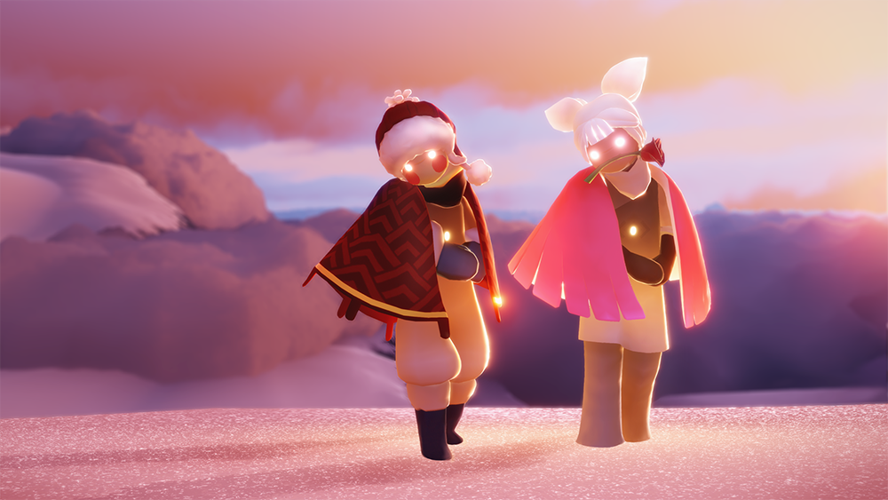 Due personaggi posano all'unisono in Sky: Children of the Light