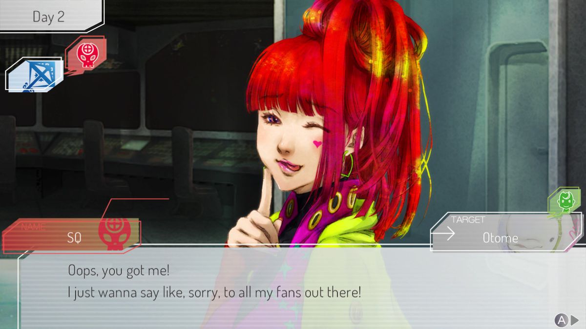 Un personaggio di Gnosia si scusa dopo essere stato catturato