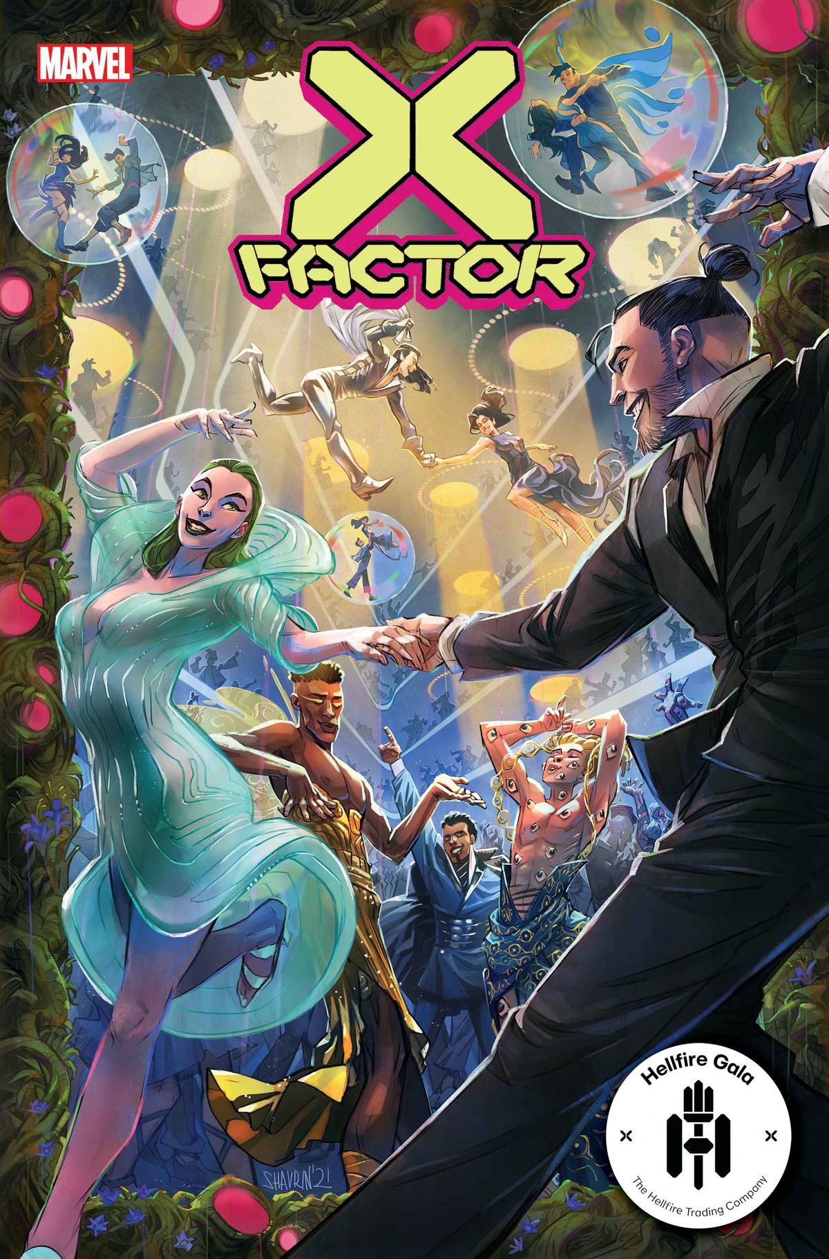 I membri di X-Factor ballano sulla copertina di X-Factor # 10, Marvel Comics (2021)