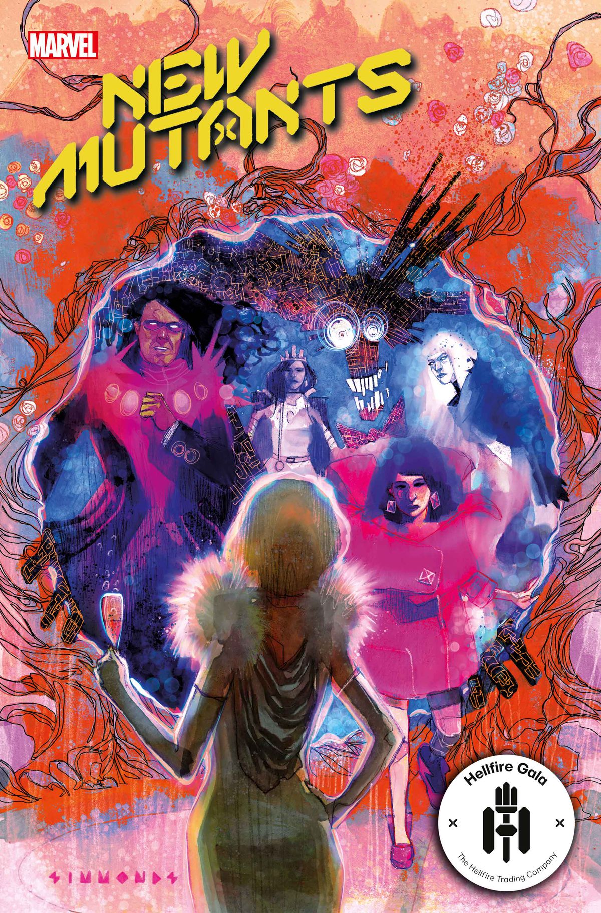 I New Mutants arrivano all'Hellfire Gala attraverso un Krakoan Gate sulla copertina di New Mutants # 19, Marvel Comics (2021)