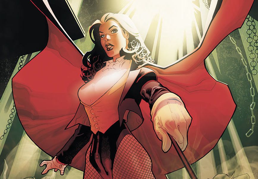 Zatanna che tiene la sua bacchetta