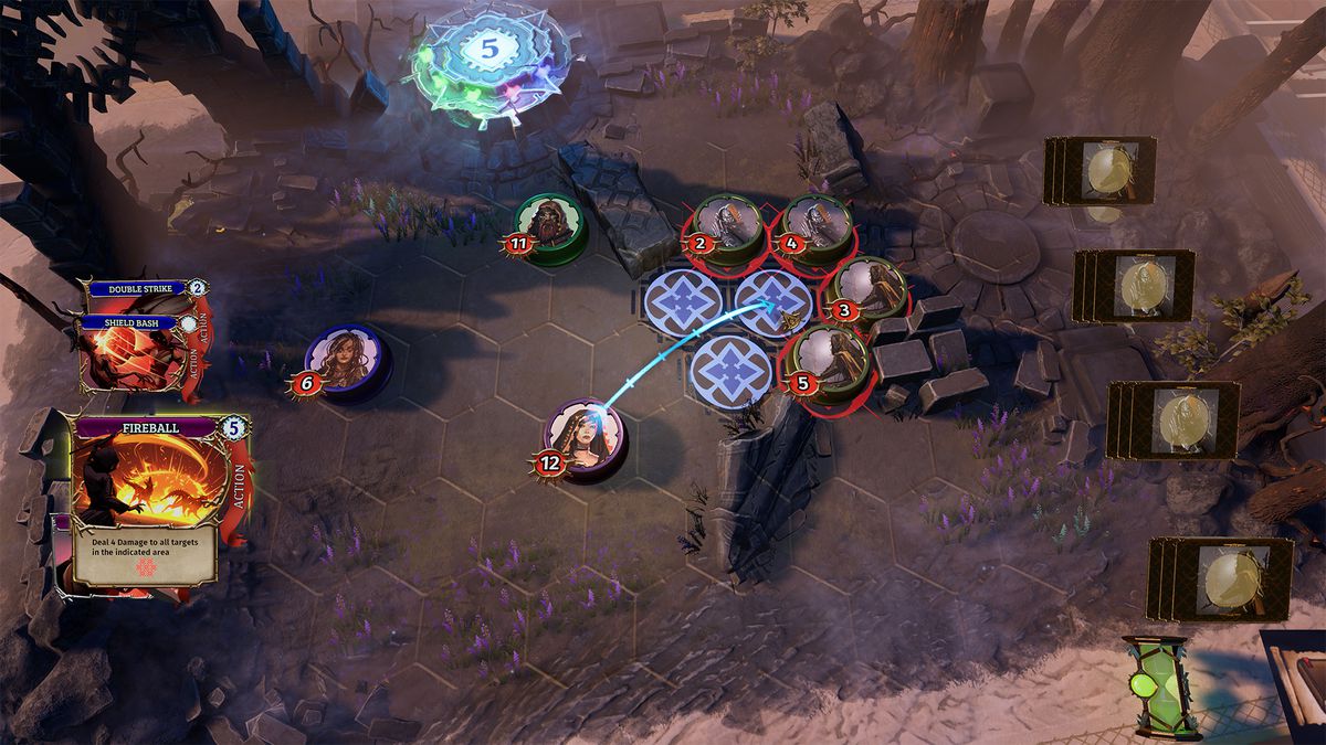 Lo spellslinger lancia una palla di fuoco su alcuni grugniti di basso livello.