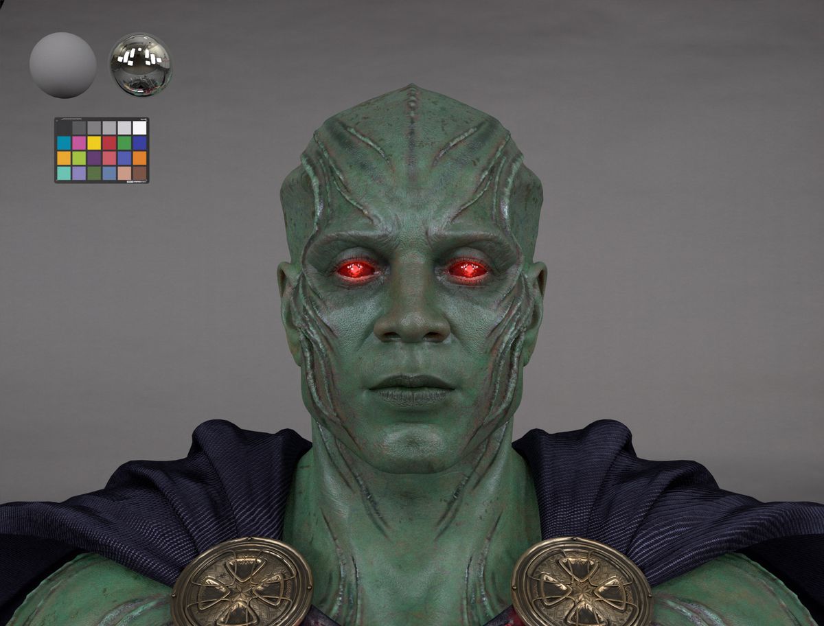 Rendering frontale con design Martian Manhunter