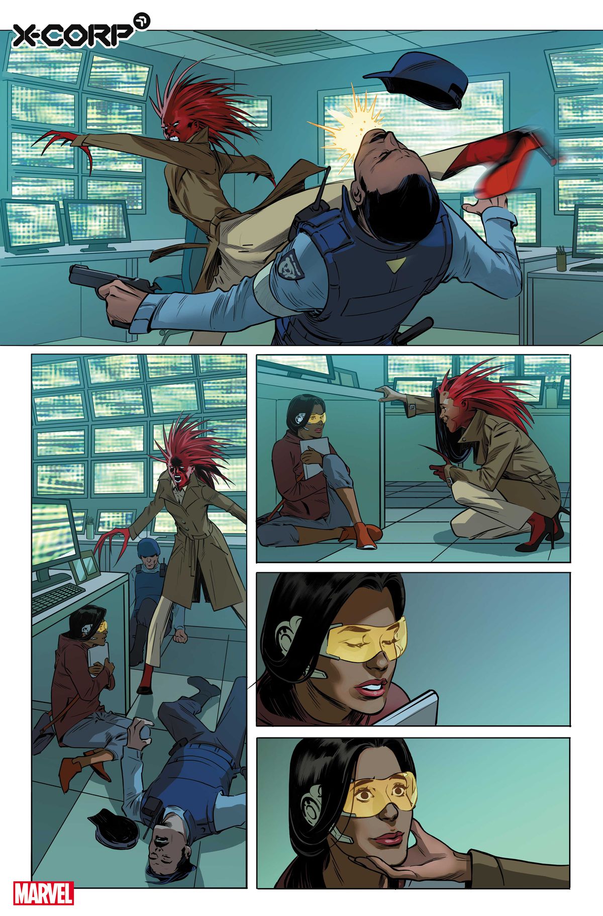 Monet St.Croix salva Trinary nell'anteprima grafica per X-Corp # 1, Marvel Comics (2021)