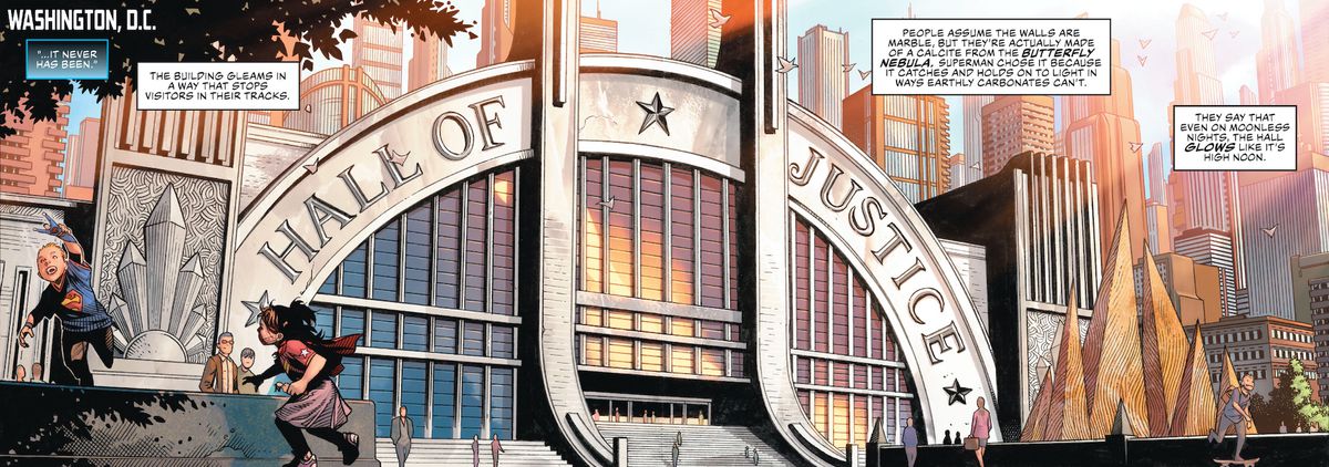 The Hall of Justice in Justice League #1, DC Comics (2018).