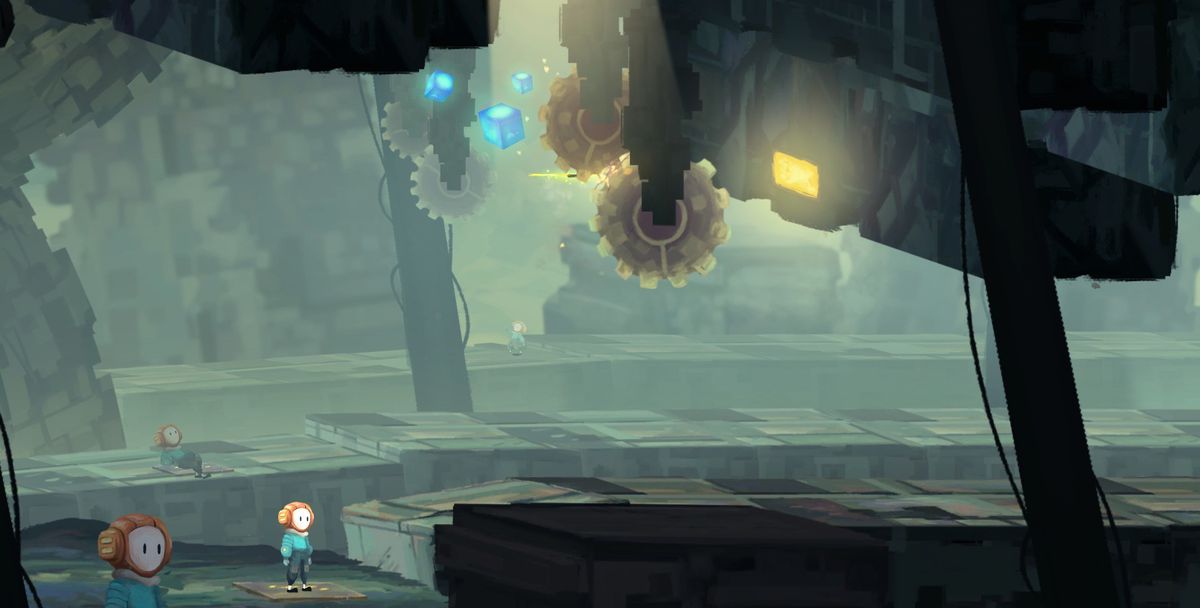 a painted image of an industrial landscape in Out of Line