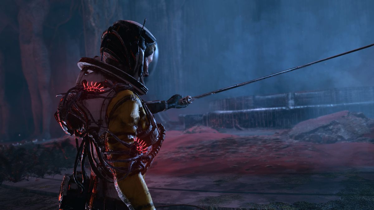 Il pilota spaziale Selene, con diversi parassiti in Returnal