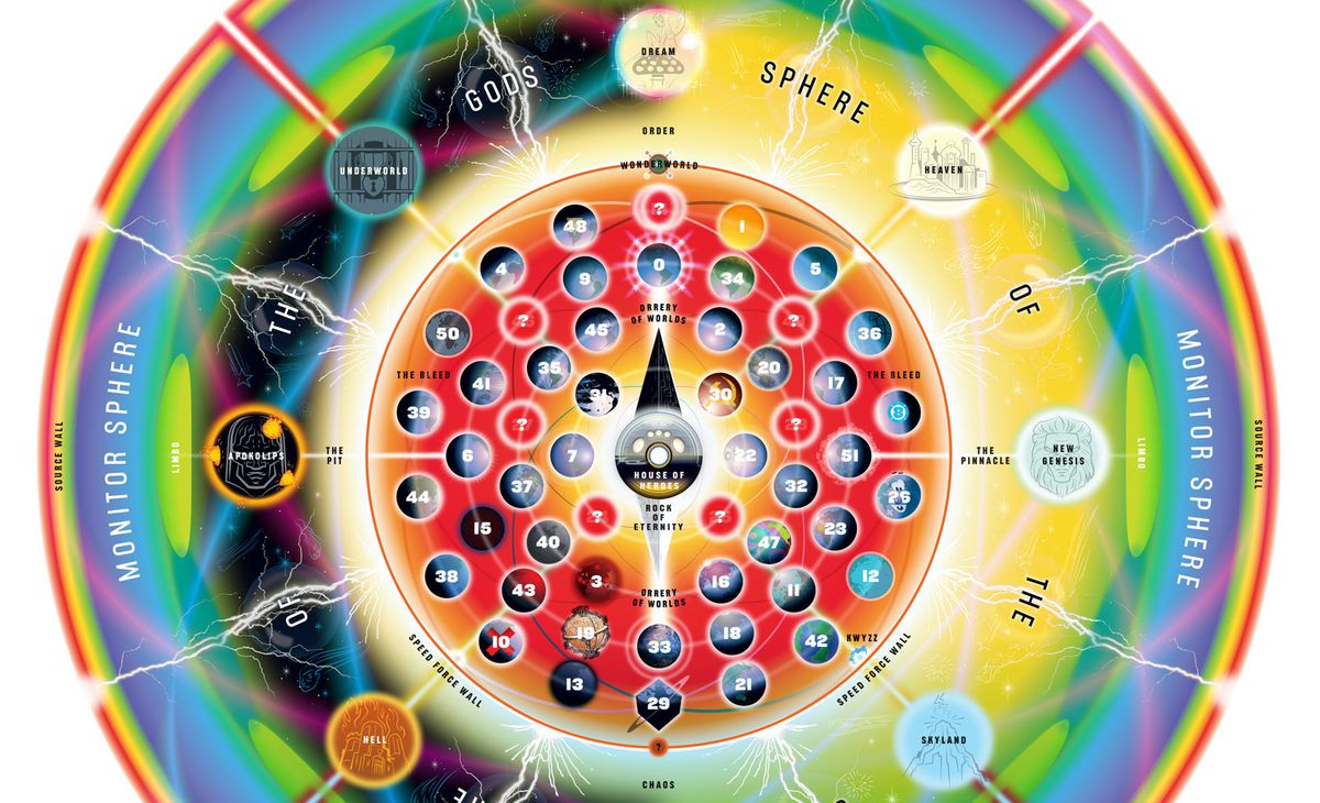 A crop of DC’s map of its multiverse, released with the book Multiversity.