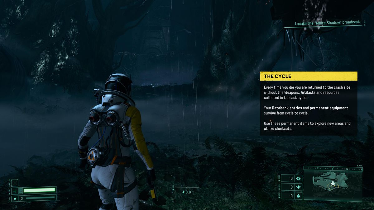 Una descrizione testuale del ciclo in Returnal