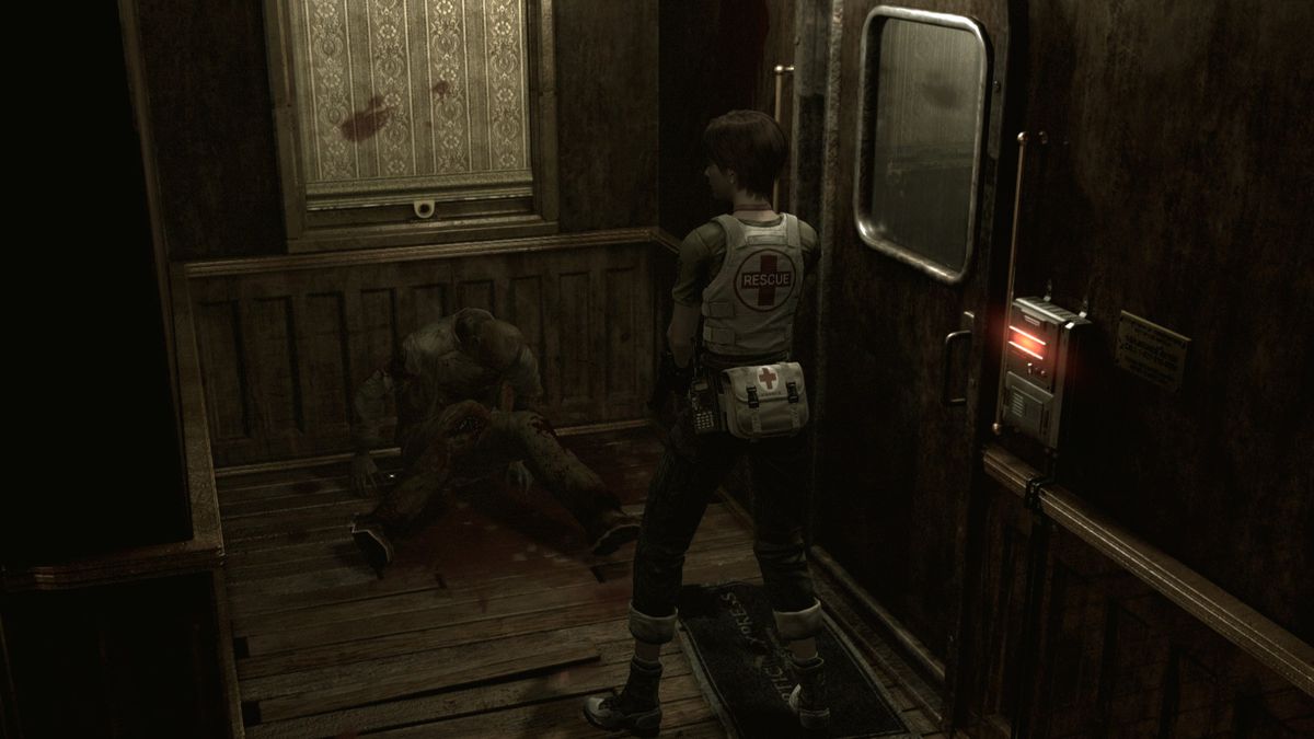 Rebecca Chambers guarda un cadavere in Resident Evil 0