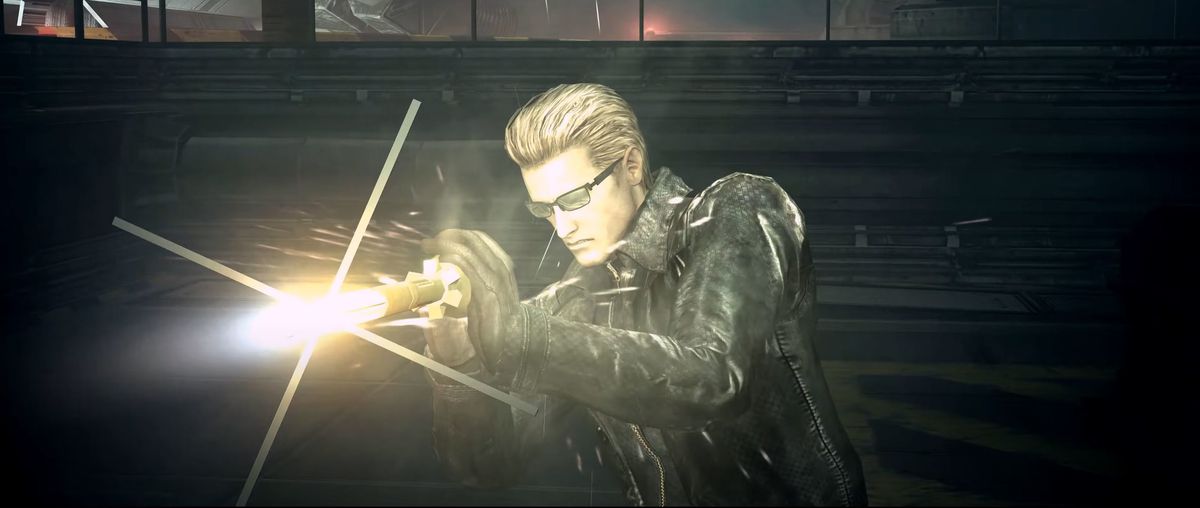 Wesker afferra un missile in arrivo prima che possa colpirlo in Resident Evil 5